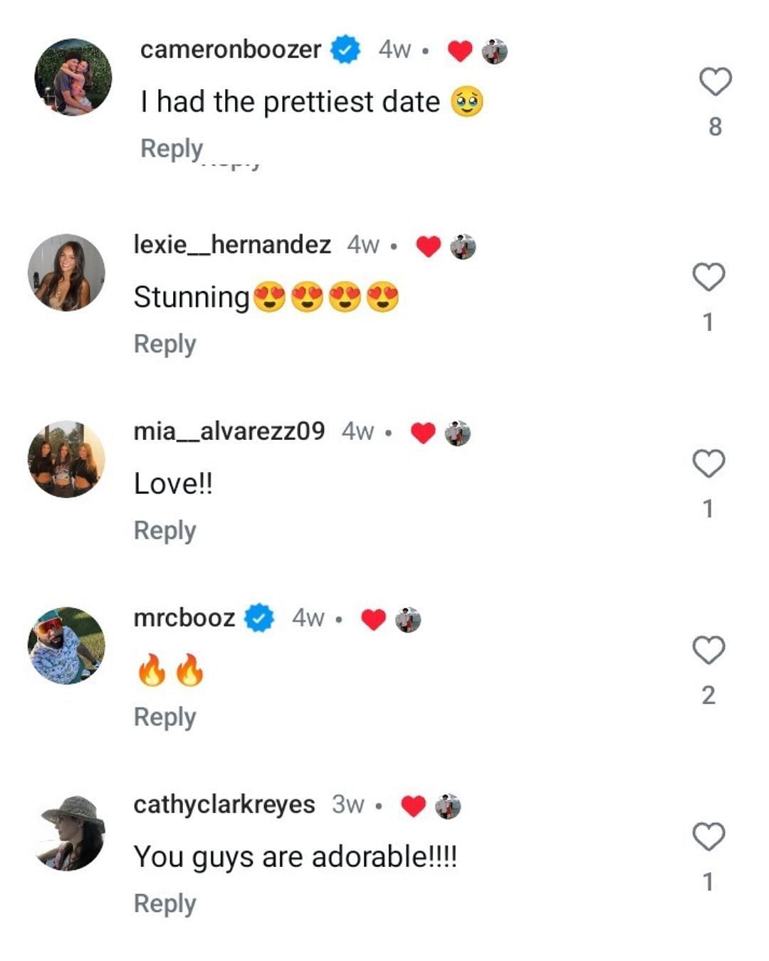 Cameron Boozer's reaction to girlfriend Yva Lauren's prom pictures. (Images via Instagram @yvacao)